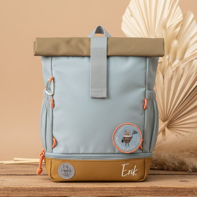 Rolltop backpack, natural/light blue | Lässig
