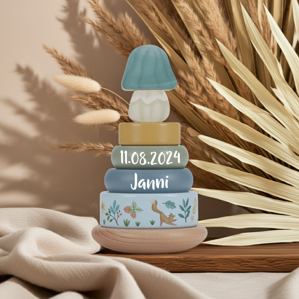 Wooden stacking tower Forest Friends "For birth"
