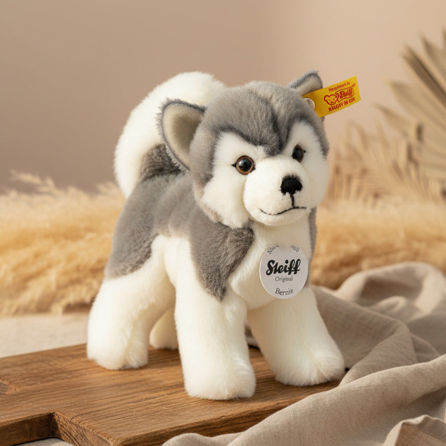 Cuddly toy Husky Bernie 17 cm, grey/white | Steiff