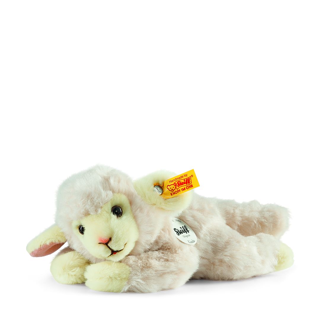 Cuddly toy lamb Linda 22cm lying down, wool white | Steiff