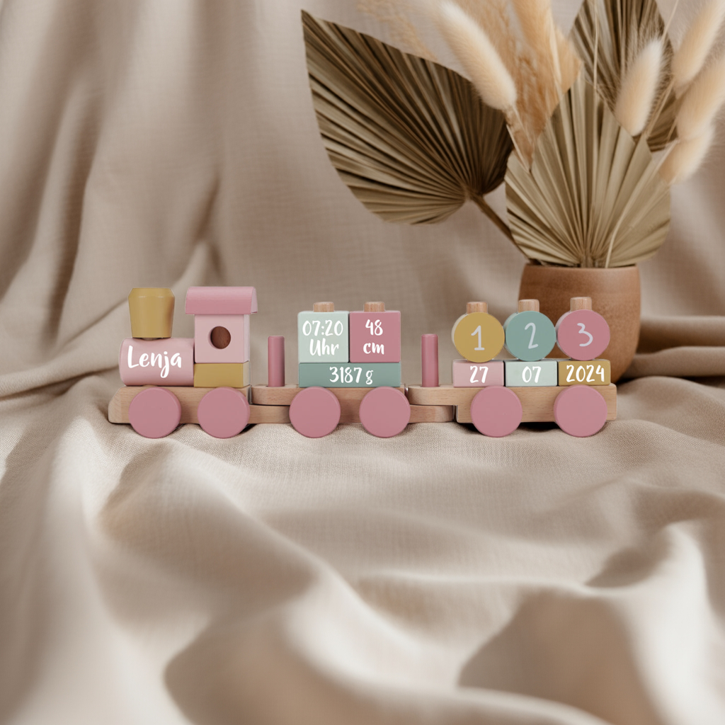 Personalized Wooden Train Fairy Garden – Gift for a Newborn