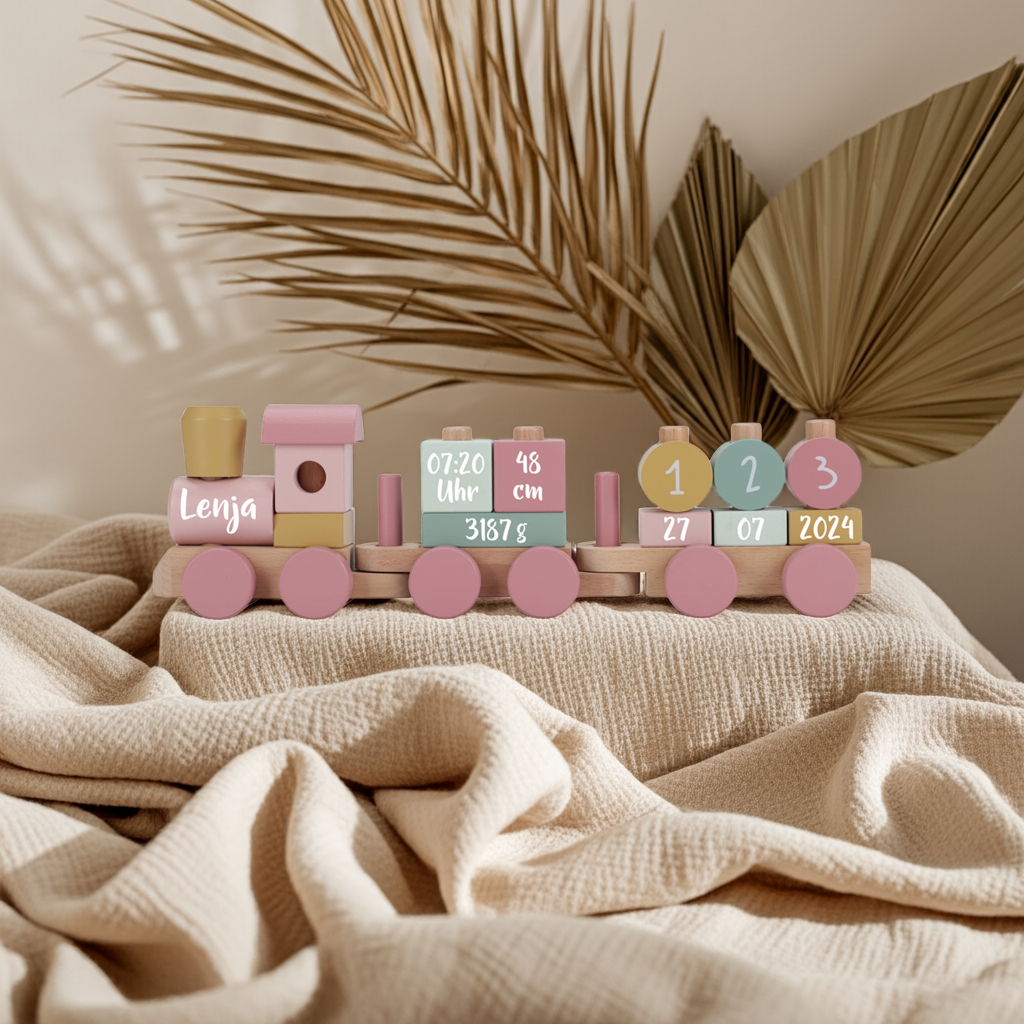Personalized Wooden Train Fairy Garden – Gift for a Newborn