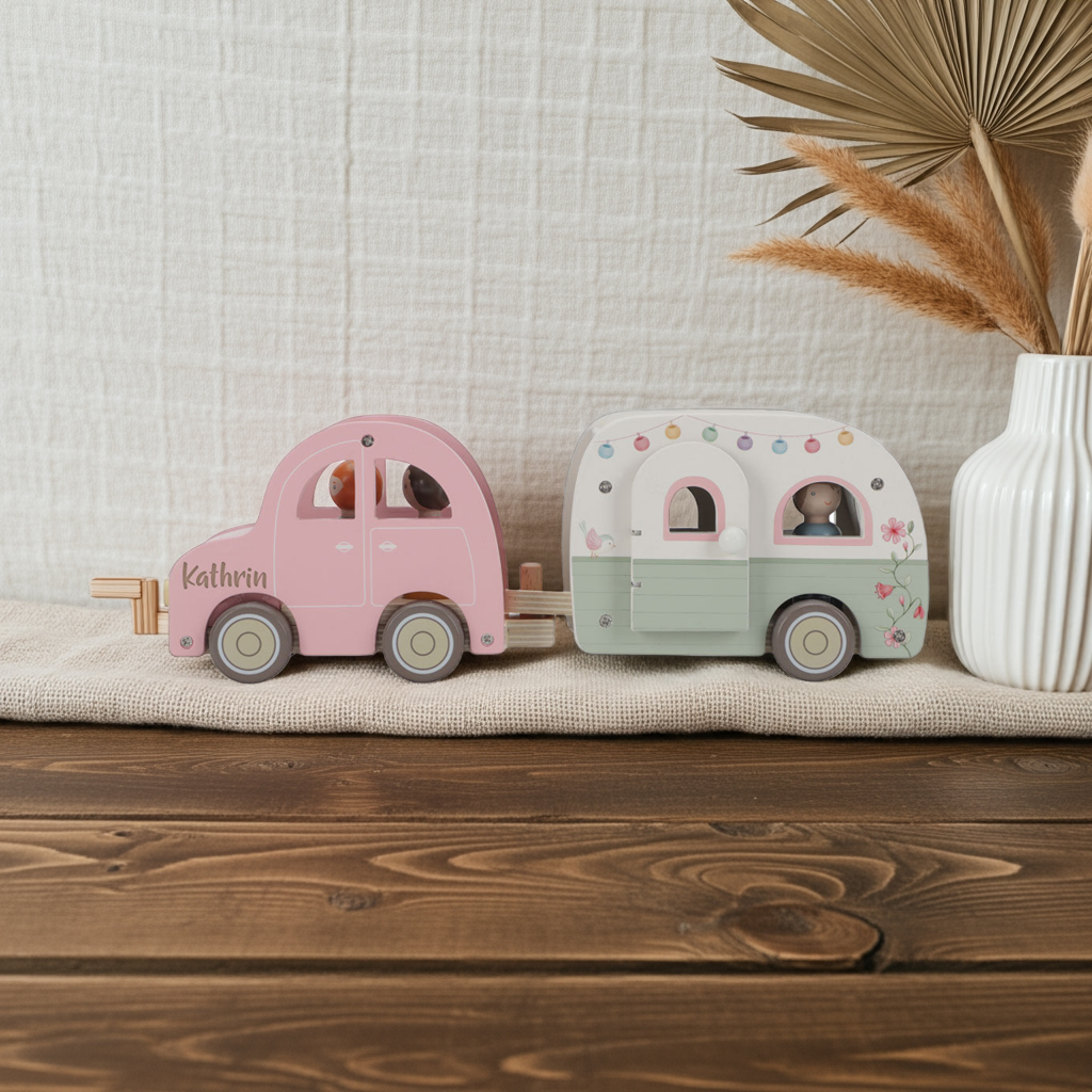 Toy car with caravan