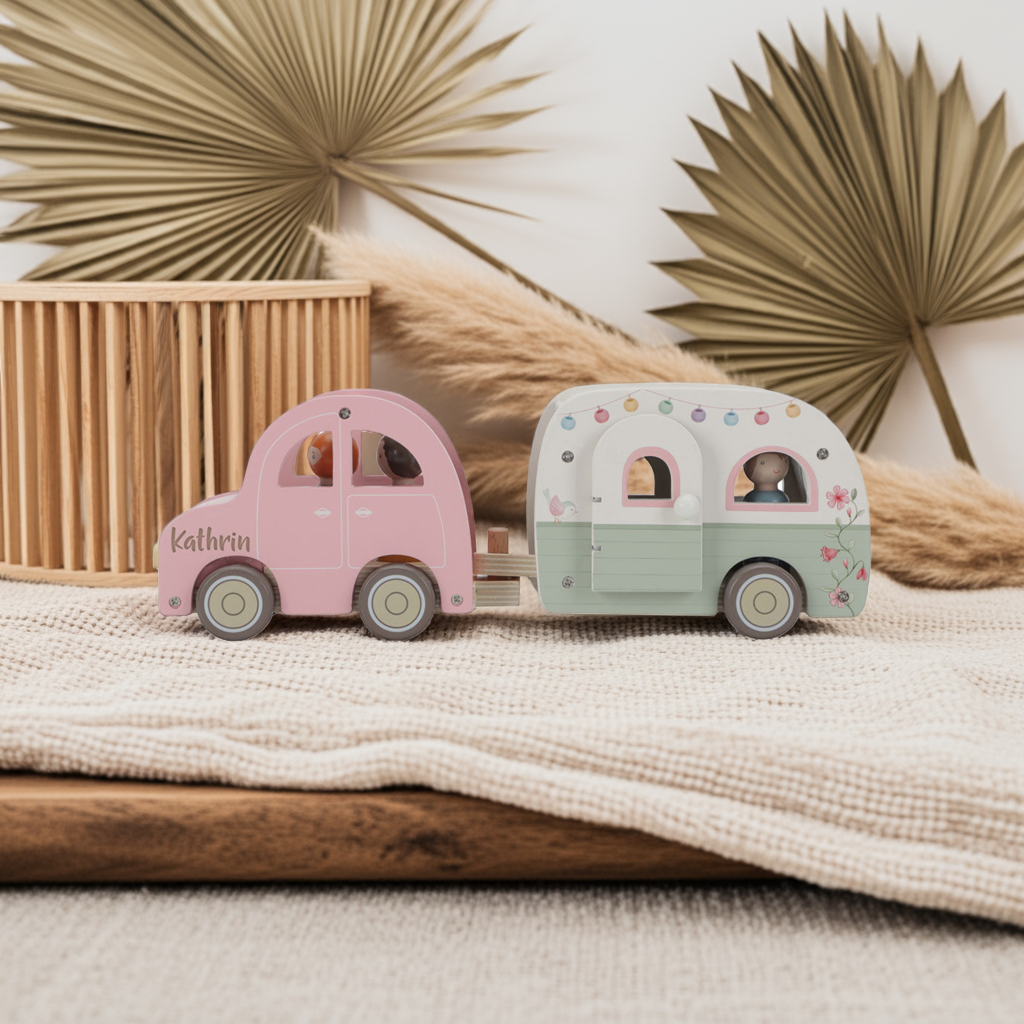 Toy car with caravan