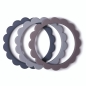 Mobile Preview: Blumen Beißring Armband 3-Pack (Steel/Dove Gray/Stone) | Mushie