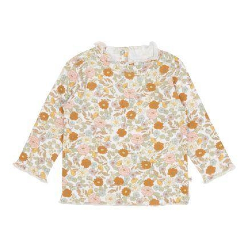 Langarm-Shirt mit Rüschen Vintage Little Flowers, Größe 80 | Little Dutch
