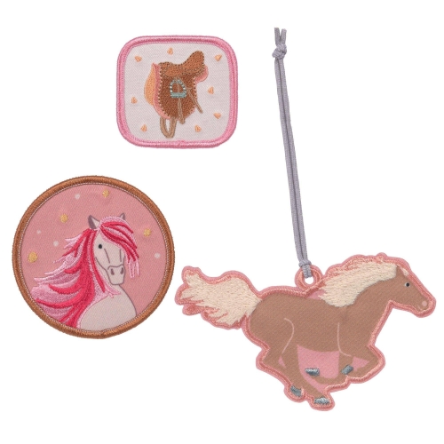 Schulranzen Patches-Set und Anhänger, Pferde pink | Lässig