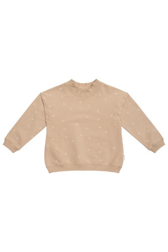 Sweatshirt oversized mit Rüschenkragen "Floral Speckles" Beige, Größe 74 / 80 | leevje