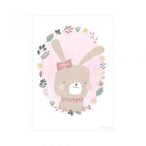 Poster A3 Rabbit Hase "beidseitig bedruckt", rosa | Little Dutch