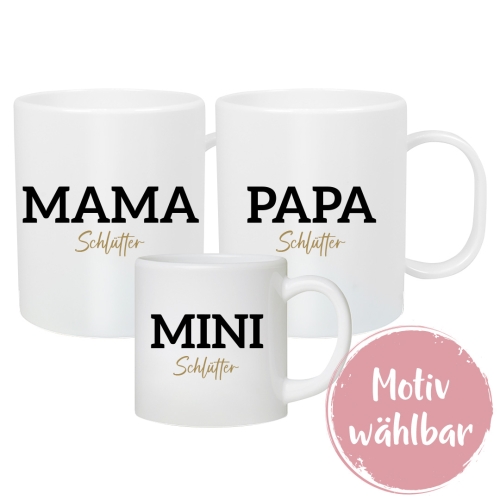 Kunststofftasse Set - Mama/Papa/Mini | Schmatzepuffer