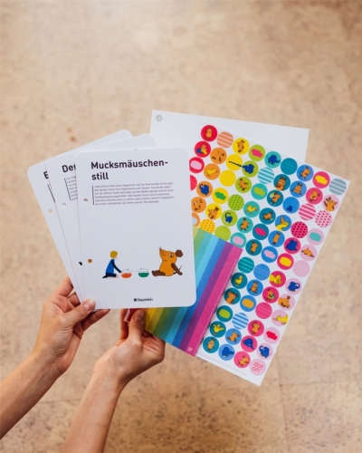 Stapelstein COLORS Set "Die Maus" inkl. 3 Spielkarten / Sticker / Mandalaset