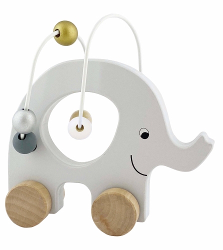 Schiebespielzeug Elefant mit Motorikschleife / Silber | JaBaDaBaDo