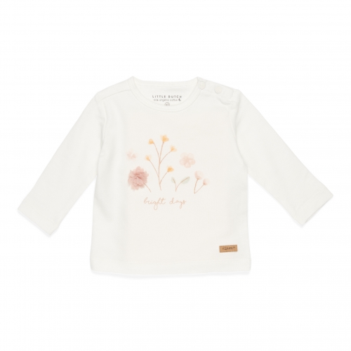 Langarm-Shirt Little Pink Flowers Flowers White, Größe 68 | Little Dutch