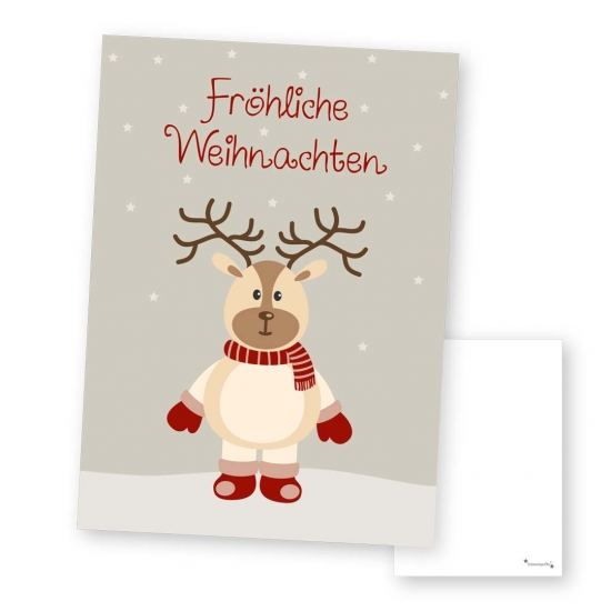 Grußkarte "Fröhliche Weihnachten" - Rentier