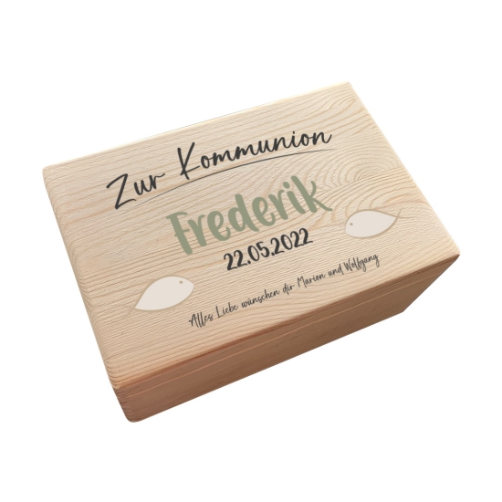 Erinnerungsbox L - Zur Kommunion mit Spruch - Bedruckt | Schmatzepuffer
