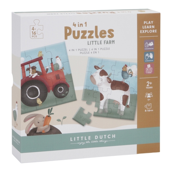 4 in 1 Puzzle-Set Little Farm | Little Dutch