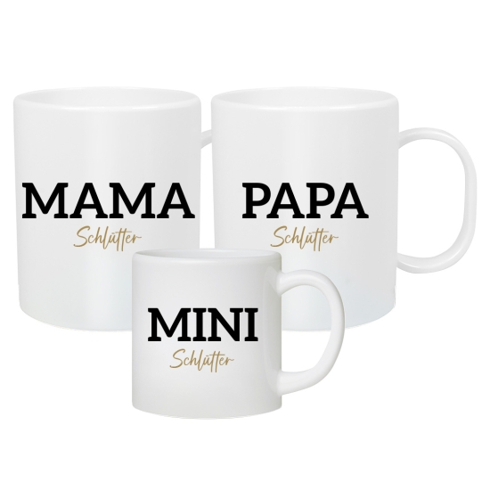 Kunststofftasse Set - Mama/Papa/Mini | Schmatzepuffer
