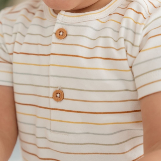 Kurzärmeliges T-Shirt Vintage Sunny Stripes, Größe 62 | Little Dutch